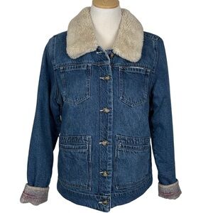 Idyllwind Sherpa Collar Reversible Denim Jacket Western Aztec Lining Size Medium